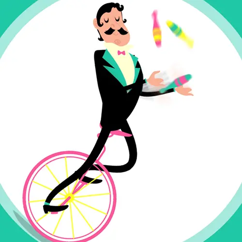 Unicycle Man Character 2D Animation