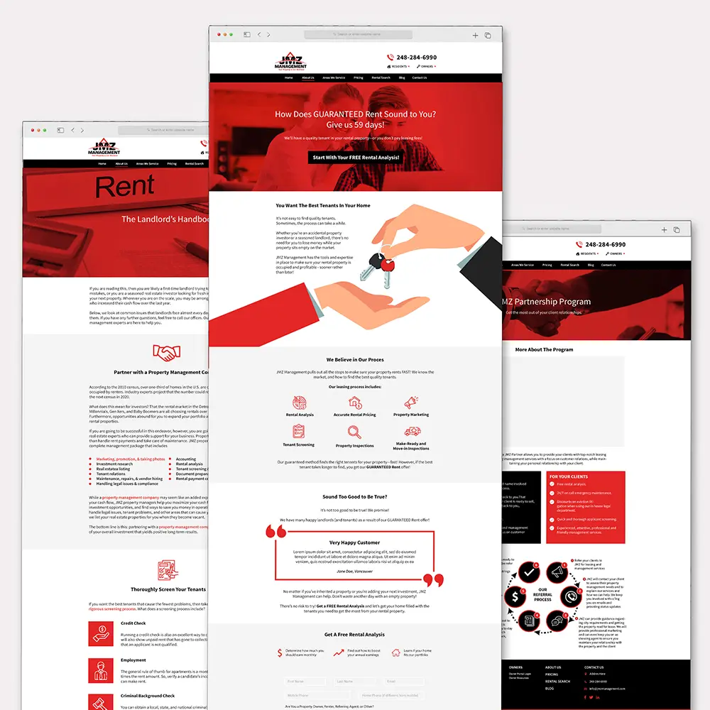 JMZ Management Webpage Design